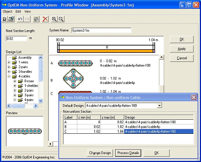 Cable and connector assembly modeled in OptEM System Designer